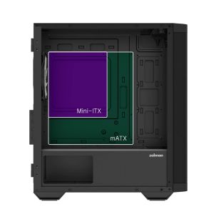 Cutie Zalman Case mATX - M4 Black - RGB Adresabil, Sticla Securizata, 4 ventilatoare incluse