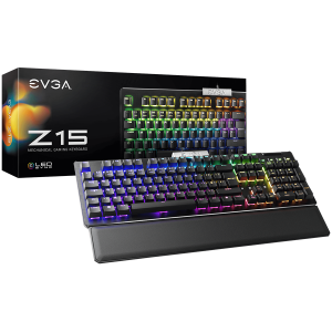 Tastatură pentru jocuri EVGA Z15 RGB, LED RGB cu iluminare din spate, comutatoare Kailh de viteză mecanică, interschimbabile la cald(liniar)