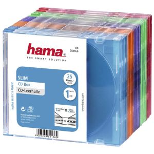 Cutii de CD subțiri pentru discuri Hama, pachet de 25,colorat