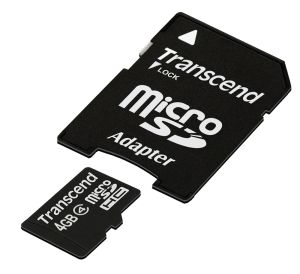 Памет Transcend 4GB micro SDHC (with adapter, Class 4)