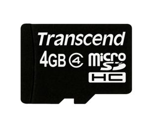 Memory Transcend 4GB micro SDHC (with adapter, Class4)