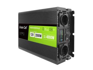 Invertor PRO GREEN CELL, 12/220V, DC/AC, 2000W/4000W, INVGCP2000LCD LCD Cleanundă sinusoidală