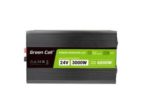 Invertor GREEN CELL, 24/220V, DC/AC, 3000W/6000W, INVGCP3000LCD LCD Cleanundă sinusoidală