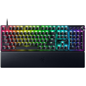 Huntsman V3 Pro - US Layout, Gaming Keyboard, Analog Optical Switch Gen-2, Razer Chroma RGB, Magnetic Firm Leatherette Wrist Rest, Multi-function Dial with 3 dedicated button, Detachable Type-C Cable, Doubleshot PBT Keycaps, 1000 Hz Polling Rate
