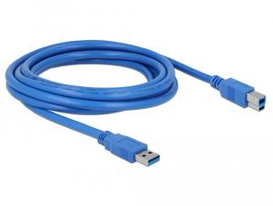 Cablu Delock USB-A tată - USB-B tată, 3 m, USB 3.0, ecranat, albastru