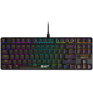 CANYON Cometstrike GK-50, 87 de taste Tastatură mecanică, viață de 50 de milioane de ori, comutator roșu GTMX, iluminare de fundal RGB, 20 moduri, cablu PVC de 1,8 m, material metalic + ABS, aspect SUA, dimensiune: 354*126*26,6 mm, greutate: 624g, negru