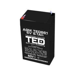 Baterie plumb-acid TED ELECTRIC, 6V, 6.1Ah, 70/ 47/ 100 mm, AGM
