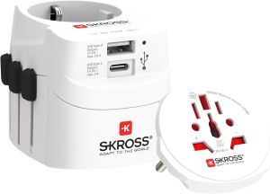 Adaptor SKROSS PRO Light USB, 1.302472, World, Alb