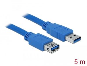Cablu prelungitor Delock USB-A tată - USB-A mamă, 5 m, Ecranat, Albastru