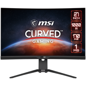 MSI G272CQP Curved Gaming Monitor, 27" 170Hz, 4K WQHD (2560x1440) 16:9, VA Anti-glare, 1000R curve, 1ms, 300nits, 3000:1, 178°/178°, Adaptive Sync, Adjustable Stand, 1x DP, 2x HDMI, 1xType-C, 3Y Warranty