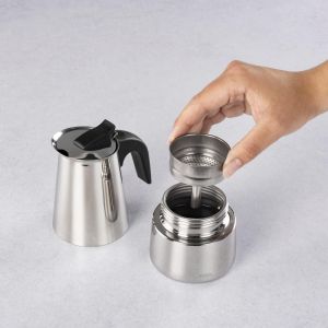 Xavax Stainless Steel Espresso Maker for 4 Cups, Stove-top Pot, Incl. Induction