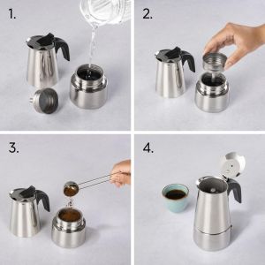 Xavax Stainless Steel Espresso Maker for 4 Cups, Stove-top Pot, Incl. Induction