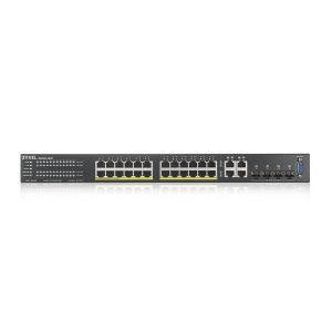 Switch ZyXEL GS2220-28, 24-port GbE PoE + 4-port Combo (RJ45/SFP) L2 with GbE Uplink, manager