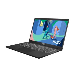 Laptop MSI Modern 15 B12MO, i7-1255U (10C/12T, up to 4.70 GHz, 12 MB), 15.6" FHD (1920x1080), IPS, Onboard DDR IV 16GB (3200MHz), 512GB NVMe Gen3x4 SSD, Iris Xe Graphics, Intel WiFi 6, BT5.2, Single backlight KB(White), 3 cell 39.3Whr, 2Y, Classic Black