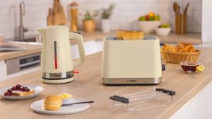 Тостер Bosch TAT4M227, MyMoment Compact toaster, 950 W, Auto power off, Defrost and reheat setting, Removable and foldable bun attachment, High lift, Cream