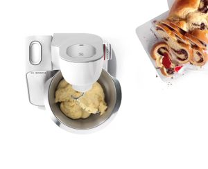 Kitchen robot Bosch MUM58231, Kitchen machine, MUM5, 3D Planetary Mixing 1000 W, add. Plastic blender, Meat mincer, White - Silver