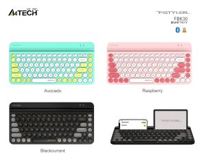 Безжична клавиатура A4tech Fstyler FBK30, Bluetooth, 2.4G, Стойка за телефон, Кирилизирана, Розова