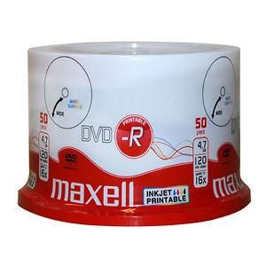 DVD-R MAXELL, 4,7 GB, 16x, imprimabil, cutie de 50 buc.