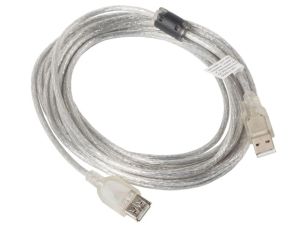 Lanberg extension cable USB 2.0 AM-AF, 5m, transparent ferrite