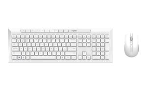 Set tastatură și mouse RAPOO 8210M Multi mode, Bluetooth și 2,4 Ghz, alb
