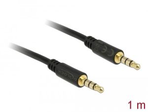 Аудио кабел Delock, Стерео, 4 пинов 3.5мм жак мъжко/мъжко, 1м