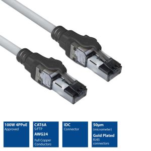 Cablu patch de rețea ACT S/FTP, CAT6a, RJ-45 - RJ-45, 3,0 m, fire de cupru, gri