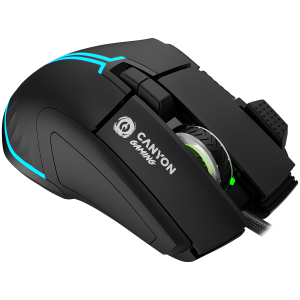 CANYON Fortnax GM-636, 9keys Gaming wired mouse,Sunplus 6662, DPI up to 20000, Huano 5million switch, RGB lighting effects, 1.65M braided cable, ABS material. size: 113*83*45mm, weight: 102g, Black
