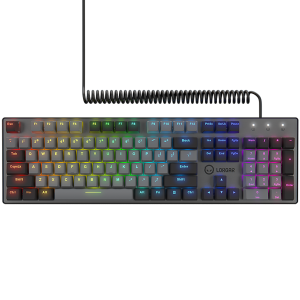 LORGAR Azar 514, Wired mechanical gaming keyboard, RGB backlight, 1680000 color variations, 18 modes, keys number: 104, 50M clicks, linear dream switches, spring cable up to 3.4m, ABS plastic+metal, magnetic cover, 450*136* 39mm, 1.17kg, black, EN layout