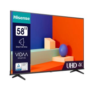 Hisense TV 58" A6K, 4K Ultra HD 3840x2160, DLED, DFA, Precision Color, HDR 10+, HLG, Dolby Vision, DTS Virtual X, Smart TV, WiFi, BT, AnyView Cast, Gaming Mode, 1xHDMI2 eArc, 2xHDMI, 2xUSB , LAN, CI+, DVB-T2/C/S2, Black