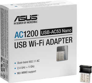 ASUS USB-AC53 Nano, AC1200 Dual-band USB Wi-Fi Adapter