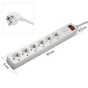 Hama Power Strip, 6-Way, Overvoltage Protection, Switch, 1.4 m, white, 223152