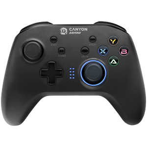 CANYON GP-W3, 2.4G Wireless Controller with built-in 600mah battery, 1M Type-C charging cable ,6 axis motion sensor support nintendo switch ,android,PC X-input/D-input,ps3,normal size dongle,black