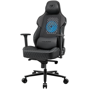 COUGAR Chair NxSys Aero Black, Breathable PVC LeatherHighly breathable mesh cloth, 150º Reclining, RocX, Piston Lift Height Adjustment, 3D Adjustable armrest, Full Steel Frame, Class 4 Gas Lift Cylinder