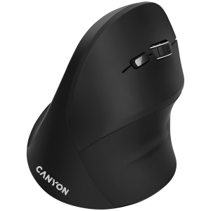 CANYON MW-16, wireless Vertical mouse, USB2.4GHz, Optical Technology, 6 number of buttons, USB 2.0, resolution: 800/1200/1600 DPI, black, size: 86*115*71mm, 90g