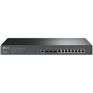 TP-Link ER8411 Omada VPN Router with 10G Ports, 1× 10G SFP+ WAN Port,1× 10G SFP+ WAN/LAN Port,1× Gigabit SFP WAN/LAN Port, 8× Gigabit RJ45 WAN/LAN Ports, 2× USB3.0 port,Integration with Omada SDN Controller,Dual Power Supply,Load Balance,Link Backup