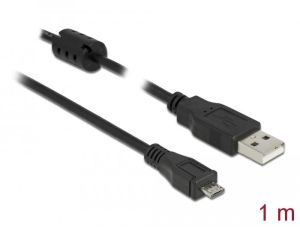 Cablu DeLock, USB-A tată - MicroUSB-B tată, USB 2.0, 1 m, Negru