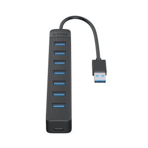 Orico хъб USB3.0 HUB 7 port - Type C input, 0.15m cable, aux Type-C power input - TWU3-7A-BK