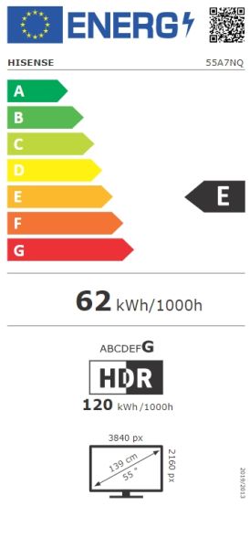 Телевизор Hisense 55" A7NQ, 4K Ultra HD 3840x2160, QLED, FALD, Quantum Dot, HDR 10+, HLG, Dolby Vision, Dolby Atmos, Smart TV, Light sensor, WiFi 5GHz, WiFi Direct, BT, Anyview Cast, 3xHDMI, 2xUSB, LAN, CI+, DVB-T2/C/S2, Black