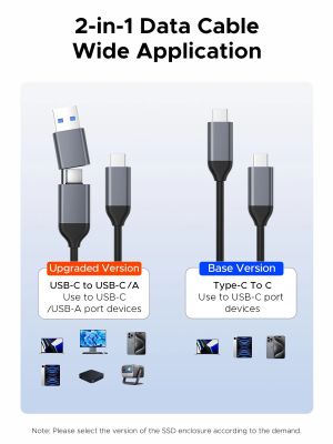 Orico Storage - Case - M.2 NVMe/SATA M/B key - USB3.1 Type-C, Silicone Protective Case, 10Gbps - AXM2S-G2-GY-BP