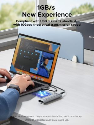 Orico външна кутия за диск Storage - Case - M.2 NVMe M-key 10 Gbps, Silicone Protective Case, USB-C/A - AXM2-G2-V1-GY