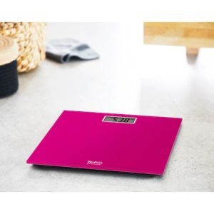 Scale Tefal PP1403V0, Premiss Pink, glass platform (30x30x2cm), 150kg /100 g, display (65x28mm), 1 battery CR 2032