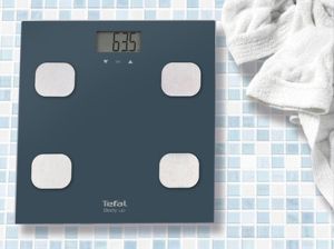 Scale Tefal BM2520V0, Body Up scale, classic design, monitoring weight, fat mass in % and BMI, 150kg / 100g, 8 users memories, auto ON/OFF, tempered glass, 1 x CR3032