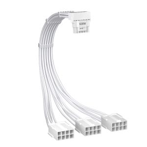 1stPlayer Custom Sleeved Modding Cable White - 3 x PCIe 8-pin to 12VHPWR - FM3-B-WH