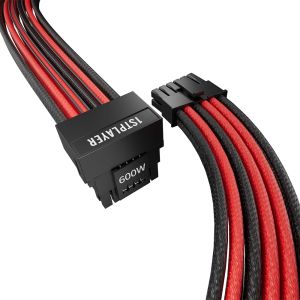 1stPlayer Custom Sleeved Modding Cable Black/Red - PCIe 5.0 12VHPWR M/M - FM2-B-BR