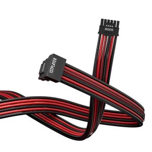 1stPlayer Custom Sleeved Modding Cable Black/Red - PCIe 5.0 12VHPWR M/M - FM2-B-BR