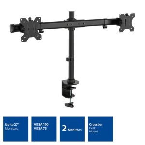 Monitor desk mount, 2 screens up to 27", VESA