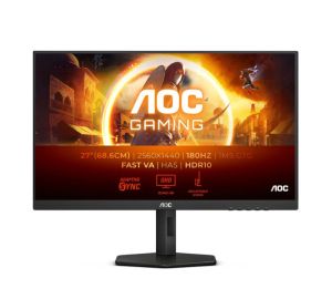 Монитор AOC Q27G4XN, 27" VA WLED, 2560x1440@180Hz, 1ms GtG, 0.5ms MPRT, 300cd m/2, 5000:1, 80M:1 DCR, Adaptive Sync, FlickerFree, Low Blue Light, Tilt, Height Adjust, Pivot, Swivel, 2xHDMI, DP