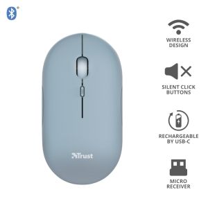 Mouse TRUST Puck Wireless & BT Rechargeable Mouse Blue