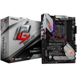 ASROCK Main Board Desktop B550 PG VELOCITA AM4, 4x DDR4, 1x PCIe 4.0x16, 1x PCIe 3.0x16, 2x PCIe 3.0x1, 6x SATA3, 1x Hyper M.2 Gen4 x4, 1x M.2 Gen 3x2, 1x USB-C, 4x USB3.2 Gen2, 8x USB 2.0, 1x HDMI, 7.1 HD Audio, 1x 2.5G LAN, ATX