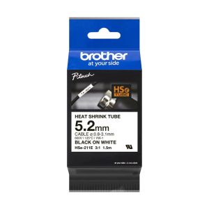 Консуматив Brother HSe-211E 5.2mm Black on White Heat Shrink Tape